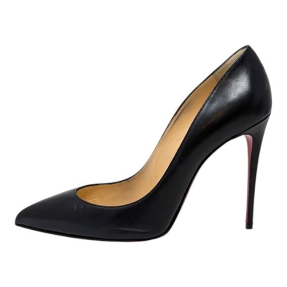 Christian Louboutin Pigalle Follies 100 Black Leather Pump Stiletto Heel 39.5 - Picture 1 of 12